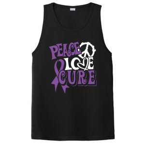 Peace Love Cure Pancreas Cancer Awareness Ribbon Funny Gift PosiCharge Competitor Tank