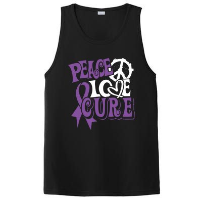 Peace Love Cure Pancreas Cancer Awareness Ribbon Funny Gift PosiCharge Competitor Tank