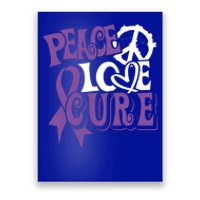 Peace Love Cure Pancreas Cancer Awareness Ribbon Funny Gift Poster