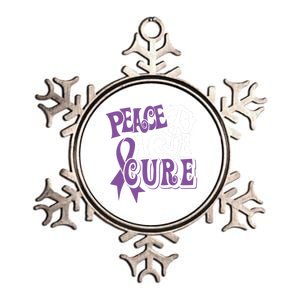 Peace Love Cure Pancreas Cancer Awareness Ribbon Funny Gift Metallic Star Ornament