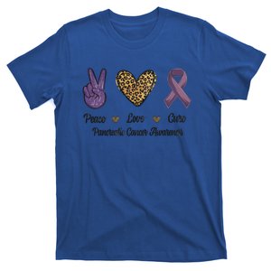 Peace Love Cure Pancreatic Cancer Awareness Leopard Gift T-Shirt