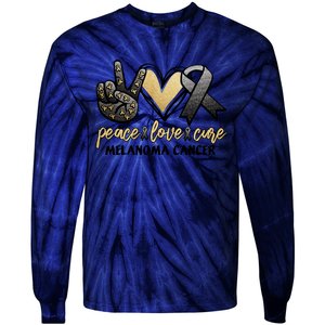 Peace Love Cure Melanoma Cancer Awareness Tie-Dye Long Sleeve Shirt