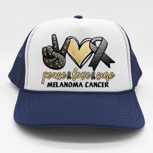 Peace Love Cure Melanoma Cancer Awareness Trucker Hat