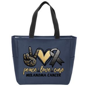 Peace Love Cure Melanoma Cancer Awareness Zip Tote Bag