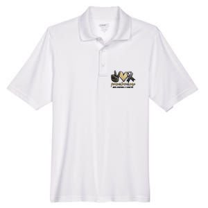 Peace Love Cure Melanoma Cancer Awareness Men's Origin Performance Pique Polo