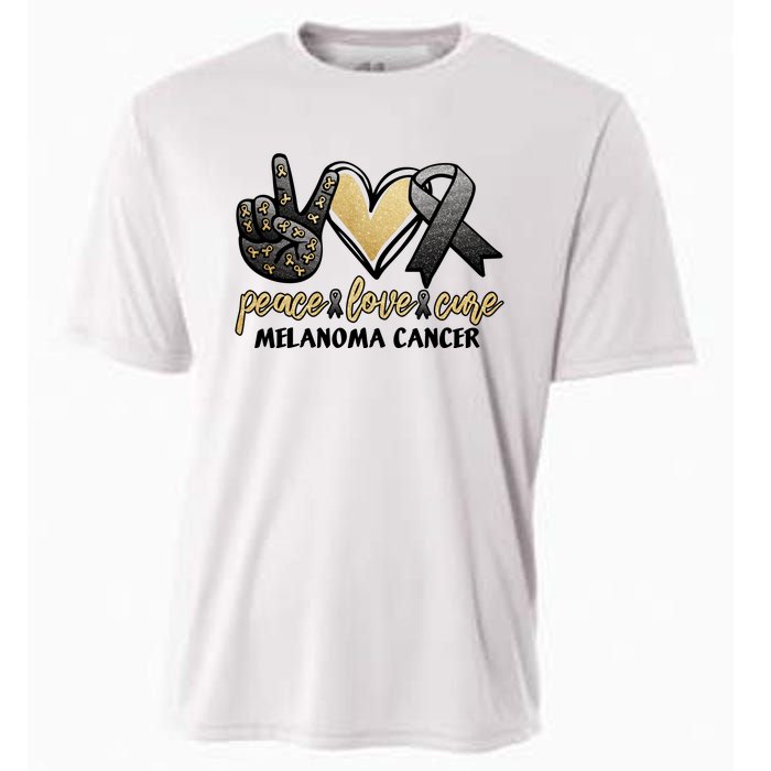 Peace Love Cure Melanoma Cancer Awareness Cooling Performance Crew T-Shirt