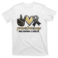 Peace Love Cure Melanoma Cancer Awareness T-Shirt