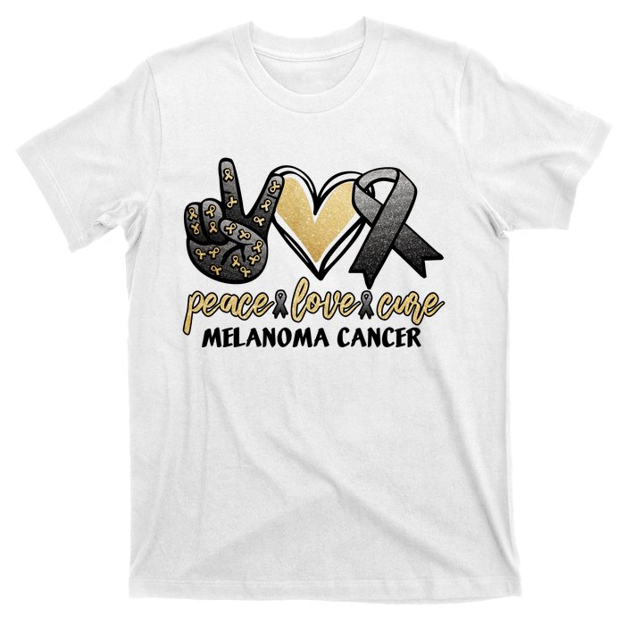 Peace Love Cure Melanoma Cancer Awareness T-Shirt