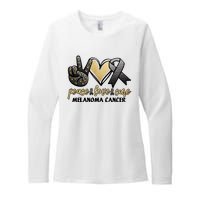 Peace Love Cure Melanoma Cancer Awareness Womens CVC Long Sleeve Shirt