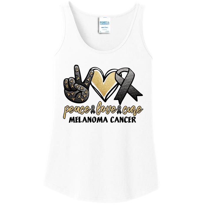 Peace Love Cure Melanoma Cancer Awareness Ladies Essential Tank