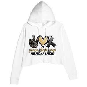 Peace Love Cure Melanoma Cancer Awareness Crop Fleece Hoodie