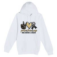 Peace Love Cure Melanoma Cancer Awareness Premium Pullover Hoodie