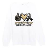 Peace Love Cure Melanoma Cancer Awareness Premium Crewneck Sweatshirt