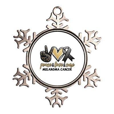 Peace Love Cure Melanoma Cancer Awareness Metallic Star Ornament