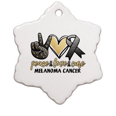 Peace Love Cure Melanoma Cancer Awareness Ceramic Star Ornament