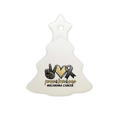 Peace Love Cure Melanoma Cancer Awareness Ceramic Tree Ornament