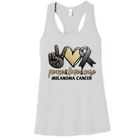 Peace Love Cure Melanoma Cancer Awareness Women's Racerback Tank