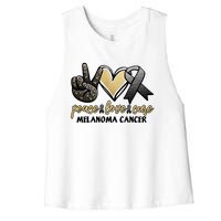 Peace Love Cure Melanoma Cancer Awareness Women's Racerback Cropped Tank