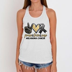 Peace Love Cure Melanoma Cancer Awareness Women's Knotted Racerback Tank