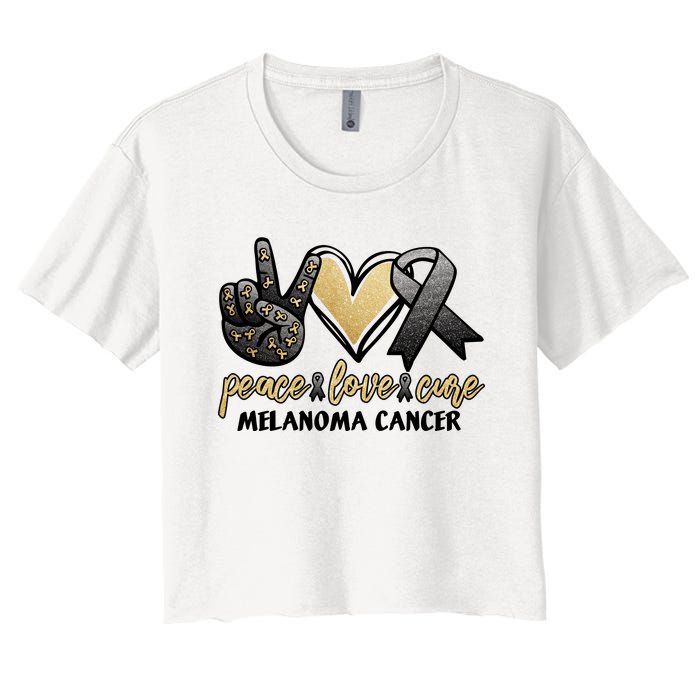 Peace Love Cure Melanoma Cancer Awareness Women's Crop Top Tee