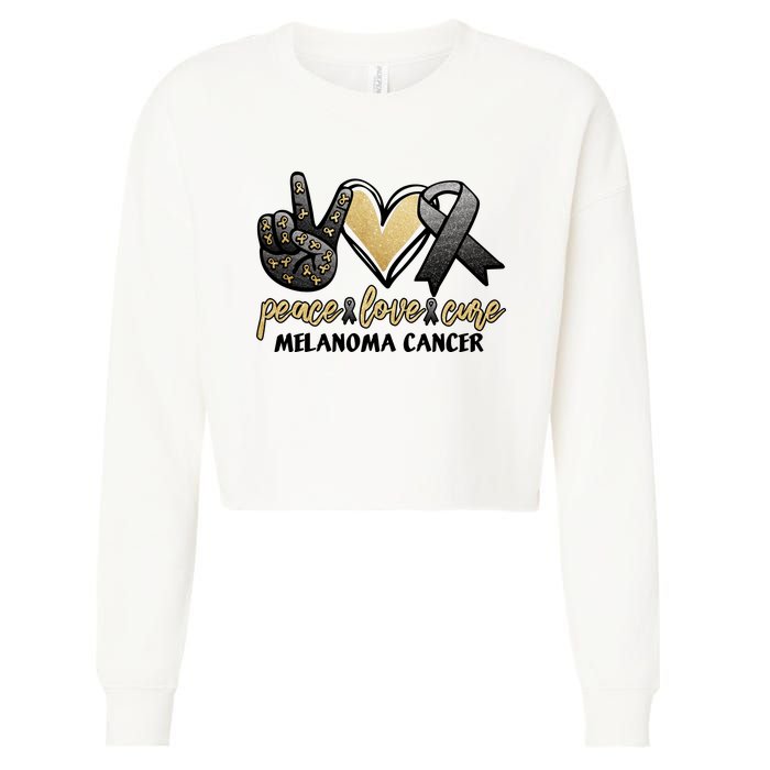 Peace Love Cure Melanoma Cancer Awareness Cropped Pullover Crew