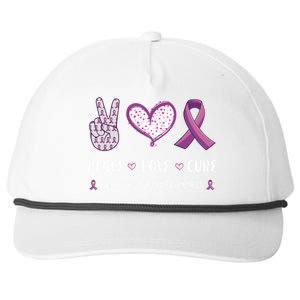 Peace Love Cure Pancreatic Cancer Awareness Gift Snapback Five-Panel Rope Hat