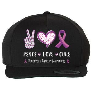 Peace Love Cure Pancreatic Cancer Awareness Gift Wool Snapback Cap