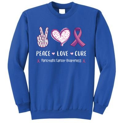 Peace Love Cure Pancreatic Cancer Awareness Gift Sweatshirt