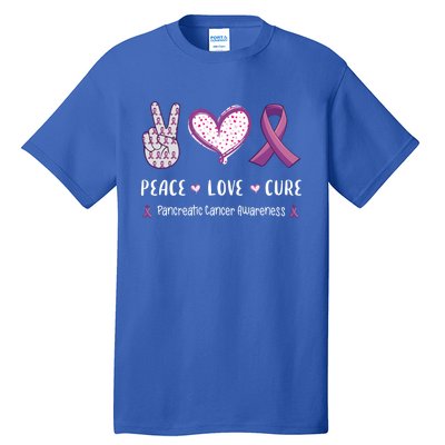 Peace Love Cure Pancreatic Cancer Awareness Gift Tall T-Shirt