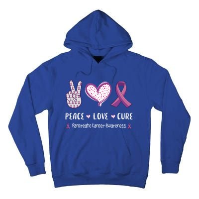 Peace Love Cure Pancreatic Cancer Awareness Gift Tall Hoodie