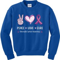 Peace Love Cure Pancreatic Cancer Awareness Gift Kids Sweatshirt