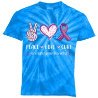 Peace Love Cure Pancreatic Cancer Awareness Gift Kids Tie-Dye T-Shirt