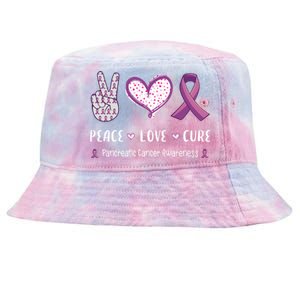 Peace Love Cure Pancreatic Cancer Awareness Gift Tie-Dyed Bucket Hat