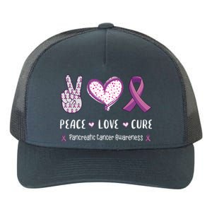 Peace Love Cure Pancreatic Cancer Awareness Gift Yupoong Adult 5-Panel Trucker Hat