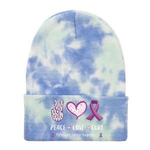 Peace Love Cure Pancreatic Cancer Awareness Gift Tie Dye 12in Knit Beanie