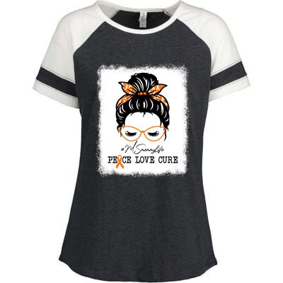 Peace Love Cure Mommy Messy Bun Multiple Sclerosis Gift Enza Ladies Jersey Colorblock Tee