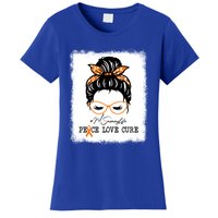 Peace Love Cure Mommy Messy Bun Multiple Sclerosis Gift Women's T-Shirt