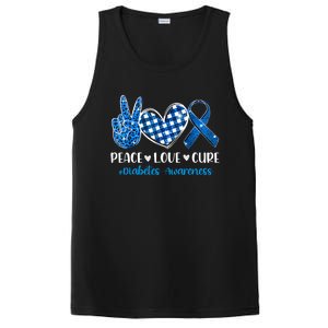 Peace Love Cure Grey Blue Ribbon Diabetes Awareness PosiCharge Competitor Tank