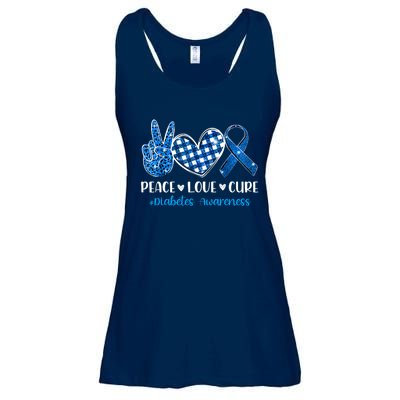 Peace Love Cure Grey Blue Ribbon Diabetes Awareness Ladies Essential Flowy Tank