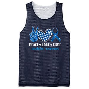 Peace Love Cure Grey Blue Ribbon Diabetes Awareness Mesh Reversible Basketball Jersey Tank