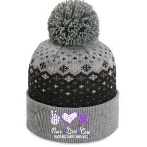 Peace Love Cure Pancreatic Cancer Awareness Pink Ribbon Cool Gift The Baniff Cuffed Pom Beanie