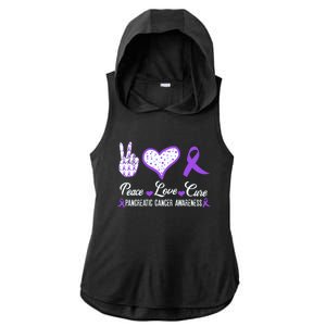 Peace Love Cure Pancreatic Cancer Awareness Pink Ribbon Cool Gift Ladies PosiCharge Tri-Blend Wicking Draft Hoodie Tank