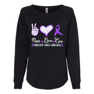 Peace Love Cure Pancreatic Cancer Awareness Pink Ribbon Cool Gift Womens California Wash Sweatshirt