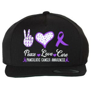 Peace Love Cure Pancreatic Cancer Awareness Pink Ribbon Cool Gift Wool Snapback Cap