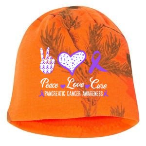 Peace Love Cure Pancreatic Cancer Awareness Pink Ribbon Cool Gift Kati - Camo Knit Beanie