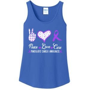 Peace Love Cure Pancreatic Cancer Awareness Pink Ribbon Cool Gift Ladies Essential Tank