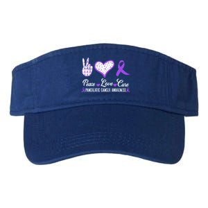 Peace Love Cure Pancreatic Cancer Awareness Pink Ribbon Cool Gift Valucap Bio-Washed Visor