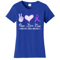 Peace Love Cure Pancreatic Cancer Awareness Pink Ribbon Cool Gift Women's T-Shirt