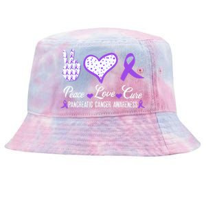 Peace Love Cure Pancreatic Cancer Awareness Pink Ribbon Cool Gift Tie-Dyed Bucket Hat