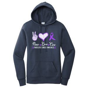 Peace Love Cure Pancreatic Cancer Awareness Pink Ribbon Cool Gift Women's Pullover Hoodie